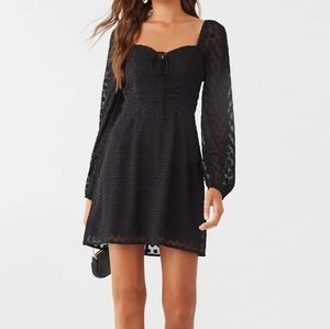 Textured polka dot mini dress